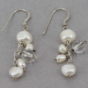 Vtg Silpada Sterling Silver Simply Irresistible Pearl & Crystal Earrings W0978